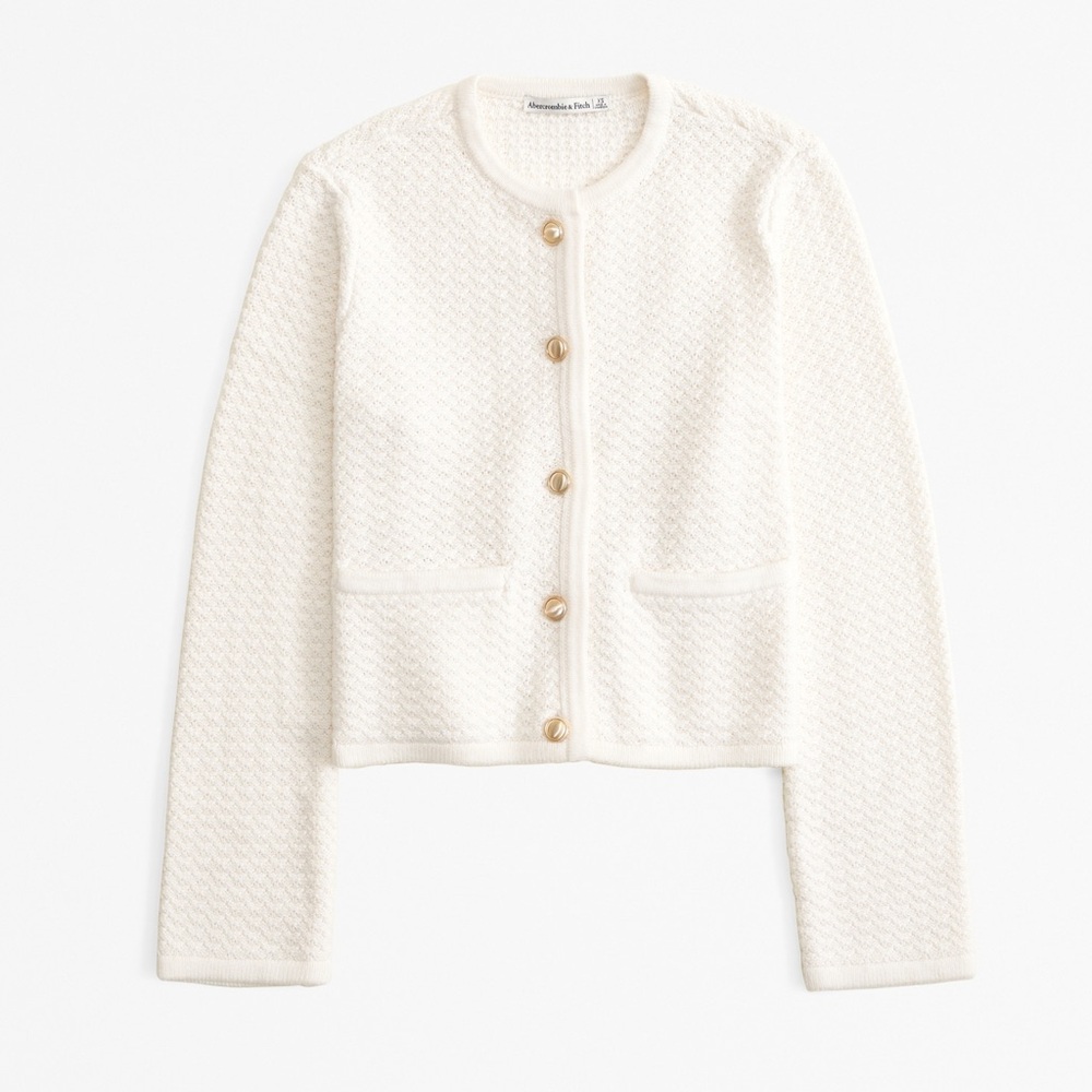 Abercrombie & Fitch Lady Sweater Jacket in Cream | S